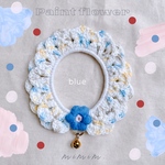 【new】Paint flower* blue ダブルフリルレース首輪  [wf-184] 本体¥2100/ 金具付き鈴 ¥200