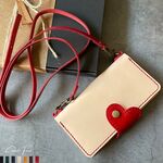 ７色ハート本革手帳型スマホショルダー【多機種対応】・ショルダー・ロングストラップiPhone１6e