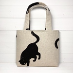 ミニトートバッグ／黒猫柄（生成り）⭐︎手提げ袋・サブバッグ