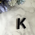 アルファベットブローチ(ブラックK)＊オートクチュールビーズ刺繍