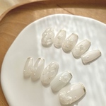 ワンホン  ネイル  ブライダル　ネイルチップ つけ爪　 ブライダル　前撮り　白　バラネイル　キルティング　結婚式　花　ホワイト