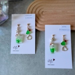 クリームソーダ×ハートチャーム　ピアス/イヤリング　グリーン💚　アレルギー対応