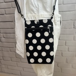 ふわふわ スマホケース スマホポーチ　ポーチ　移動ポケット　ポシェット　ショルダー可能　スマホショルダー　ドット黒色