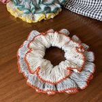 ruffle chouchou（gray&white*orange）