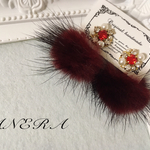 ミンクファーキャッチ♡レッドビジューピアス