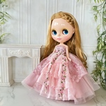 【受注制作・リニューアル】春のシフォンチュールドレス　ピンク