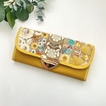 三角ロック⭐︎ インド刺繍リボン　 長財布　ぱっと開いて使いやすい♪　クラシカルな華やかさ　