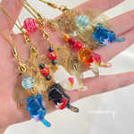 青色金魚猫ちゃんストラップ╱チャーム╱キーホルダー