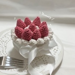 【大人気】編みぐるみいちごのホールケーキ🍓ハーフバースデー　・記念撮影・1歳誕生日・おままごと・雑貨 ニューボンフォト ニューボーンフォト
