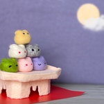 積んで飾れる！うさ団子|羊毛フェルト　インテリア　お月見　和菓子　かわいい