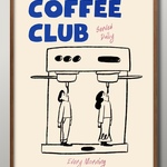 15944■ポスター　絵画　A3サイズ　『コーヒークラブ』　アート　イラスト　デザイン　上級マット紙採用　北欧
