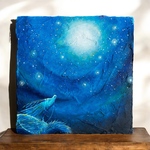 龍の涙　原画　アート　絵画　龍　龍の絵　涙の絵　切ない絵　青い絵　光の絵