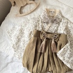 retro baby hakama (leaf coffee×linen olive)