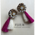 パール刺繍とタッセルのイヤリング♡
