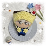 編み物 ちびぐるみ ぬい服 猫耳ニット帽 プリン風