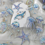 クラゲ 海月 シール DIY スクラップブッキング 透明 コラージュ 海洋生物 海 
