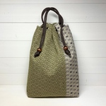 信玄袋・合切袋（ちょっと小さめ）／御朱印帳袋・巾着袋☆青海波︎と麻の葉（抹茶色）