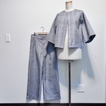 着物リメイク 上質つむぎ ストライプ ツーピース　●kimono remake set●Japan