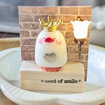 【ミニチュアの白文鳥の持ち手付きスタンプ：王冠】ラバースタンプ