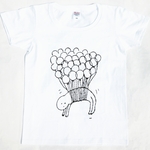 風船の人手描きTシャツ・レディースMサイズ