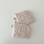 L字ミニポーチ pink check