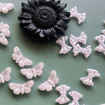 🇩🇪【butterfly2コ➕ribbon10コ　12コセット】#made in germany plastic lucite white pearl