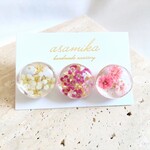 赤い花の3粒 ピアスorイヤリング