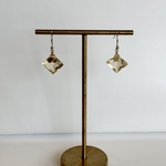 K18/K10/14kgf/シトリンピアス/ダイヤ/プリンセスカット/コンケーブカット