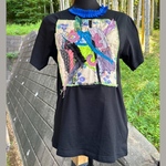 【一点もの】布と糸のアートTシャツ❇︎ハギレコラージュE