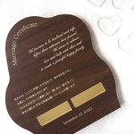 新作価格◎ペンを使わない結婚証明書　ウェーブ　木製　ゴールド　人前式　教会式　オリジナル文章に変更可能