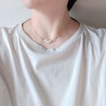 水引 ネックレス 月明かり サージカルステンレス ホワイトパールラメ メタルビーズ ウェーブ コットンパール(白)：卒業式 入学式 結婚式 フォーマル 和風 華奢 三日月 夏 チョーカー 短め ラメ