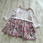 80size＊ボーダー×花柄の秋色レイヤードワンピース