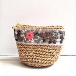 ペーパーヤーン 刺繍リボン ポーチ