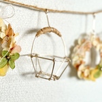 アンティーク調あじさいミニリース＊ガーランド　　(プリザ・オレンジ系) 〜シャンパンゴールド