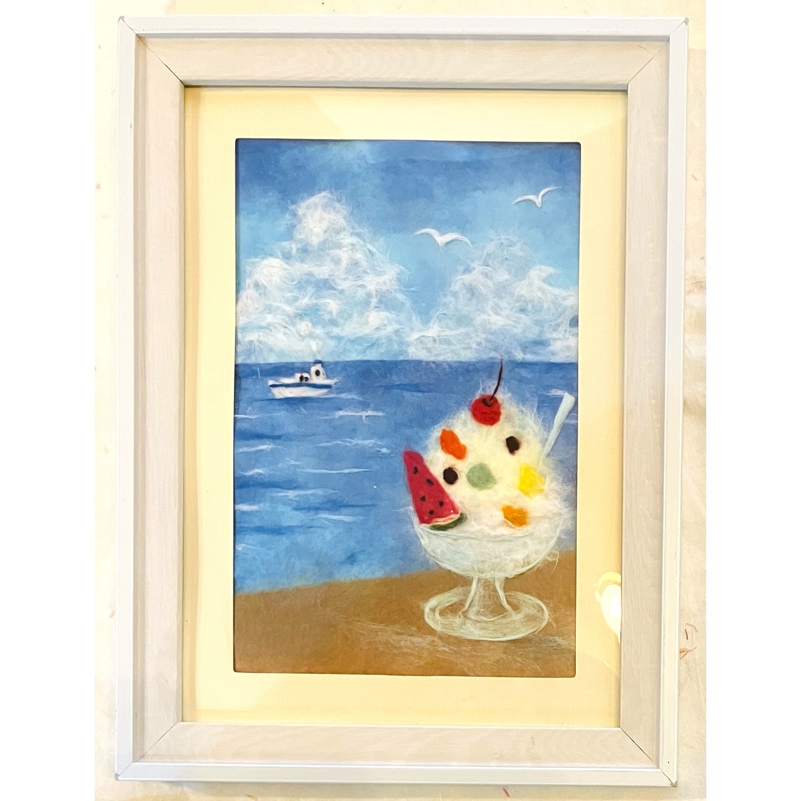 ちぎり絵　貼り絵　原画　お花紙　絵画　半立体　絵画　夕焼け　74×104×4cm ちぎり絵 貼り絵 原画 お花紙 絵画 半立体 絵画 夕焼け 74×104×