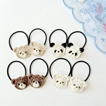 《2個セット》くまとパンダのヘアゴム かぎ針編み レース 出産祝い プチギフト ヘアアクセサリー オーダーメイド