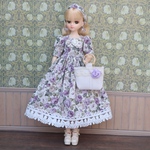 NO.142 22㎝ドール服 薔薇柄のワンピース＆小物セット