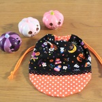 【S様専用】【ハロウィン】まあるい巾着　ブラック×オレンジ