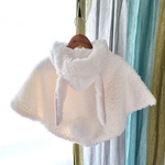 ［新色］90size もこもこ野うさぎのベビーポンチョ*** 白