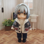 ハートがいっぱいカーディガン【濃いグレー】❤︎handmade❤︎11cmドールサイズ