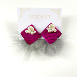 再販♡3way✨ぱーぷるシェルとふわふわファーのピアス イヤリング