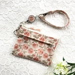 両面使えるパスケース/ローズマリー/リバティ生地使用/リールストラップ付き二枚パスケース/ラミネート
