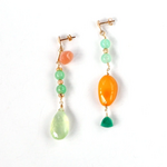 Fleur Palette 〜バルティックイエローアンバーxプレナイトアシンメトリーピアス14kgf