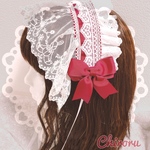 ハートレース♡うさぎヘッドドレス(ボルドー×ホワイト) ロリィタ  ロリータ ヘッドドレス ヘドレ 頭もの クラロリ 甘ロリ メイド  コンカフェ 量産型 地雷 ヲタ活 推し活 ゴスロリ 赤 えんじ