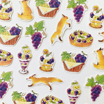 Grape＆Foxフレークシール｜ぶどうとキツネ【32枚入】