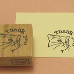 ゴム版はんこ・猫　Thank you
