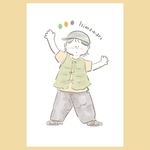 【はがきサイズ　/  ポストカード　/データのみ】ゆるい 夏色 似顔絵【データ納品】