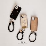Leather Hand Strap - レザースマホハンドストラップ - スマホストラップ ハンドストラップ スマホショルダー スマホアクセサリー スマホケース コインケース ポーチ 紐 シルバー