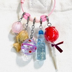 14お祭りにぎやかジャラジャラキーホルダー薄皮たいやきとラムネ