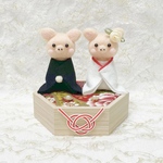 【受注製作】新郎新婦こぶたさんの和装リングピロー